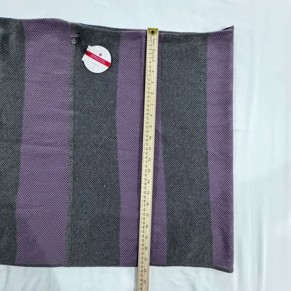 Lululemon Heart Opener Scarf Purple Grey Striped Cotton OS NWT 25x70